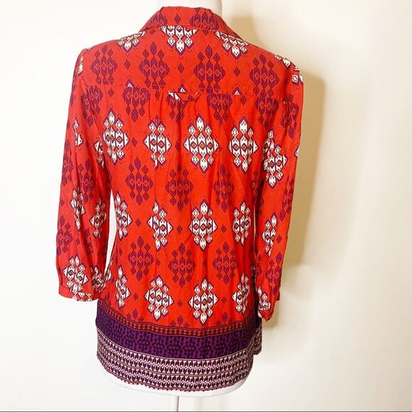 Anthropologie Maeve woodland ikat southwest print blouse sz 4 - Picture 7 of 7